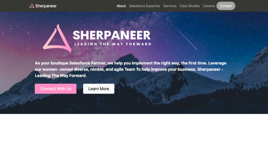 The Sherpaneer home page in 2022